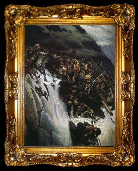 framed  Vasily Surikov Suwoluofu across the Alps, ta009-2
